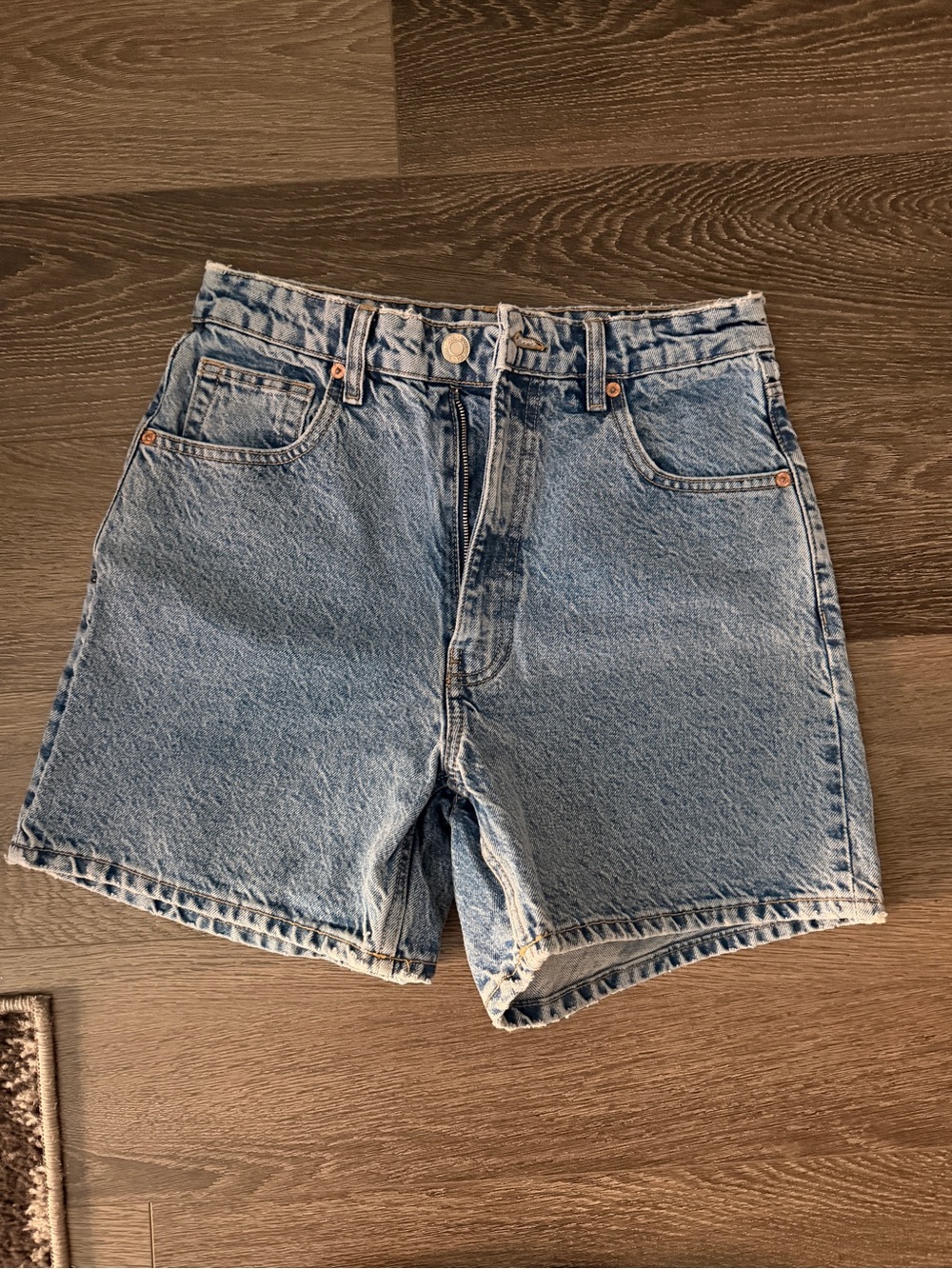 Zara Blue High-Rise Denim Shorts